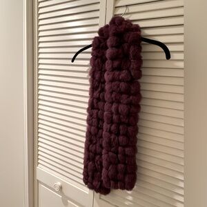 Genuine rabbit fur scarf. Plum in color.
